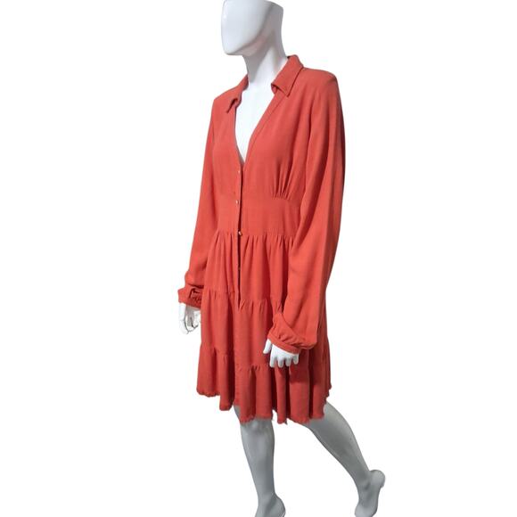 Umgee Nwt Women's size Medium Linen Boho Tiered Milkmaid Raw Hem Western Dress - Picture 5 of 11